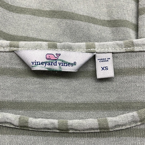 Vineyard Vines Green Garment-Dyed Striped Long-Sleeve Cotton Knit Dress - Picture 8 of 10